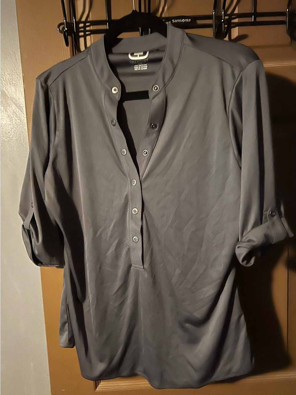 Women’s Ogio Snap-Front 3/4 Sleeve Golf Top - Charcoal size large